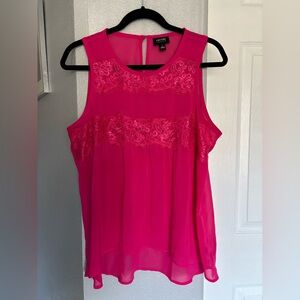 Nicole by Nicole Miller Fuchsia Lace Sleeveless Blouse Size L Feminine Elegant